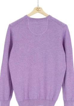MARVELIS modern fit trui katoen, O-hals, lila