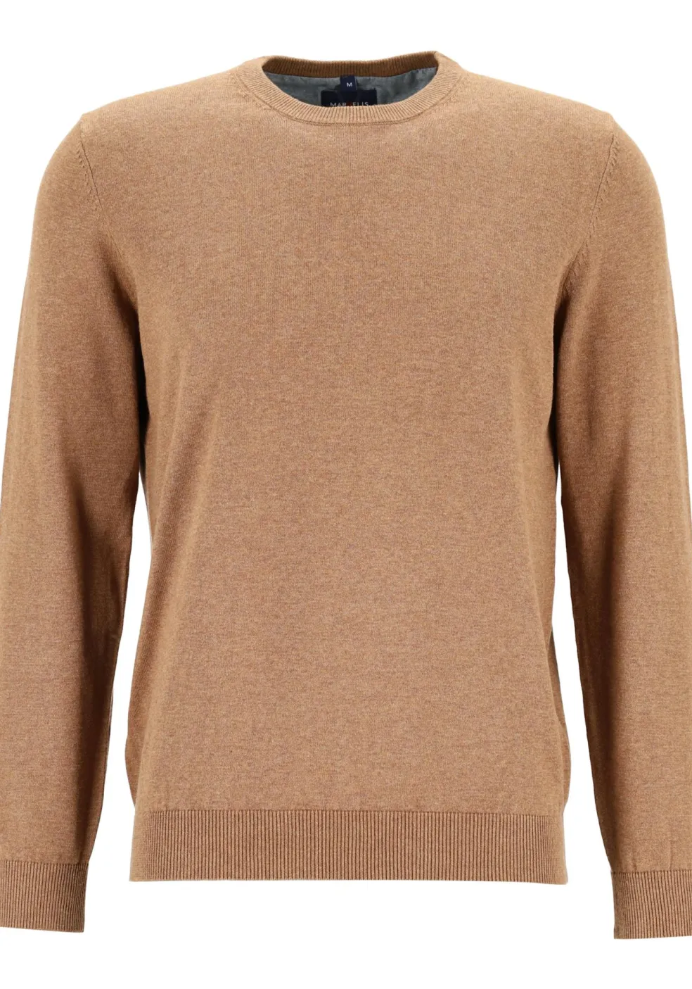 MARVELIS modern fit trui katoen, O-hals, noga bruin