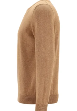 MARVELIS modern fit trui katoen, O-hals, noga bruin