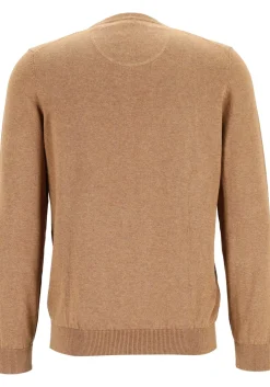 MARVELIS modern fit trui katoen, O-hals, noga bruin