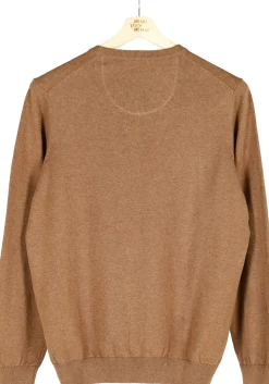 MARVELIS modern fit trui katoen, O-hals, noga bruin
