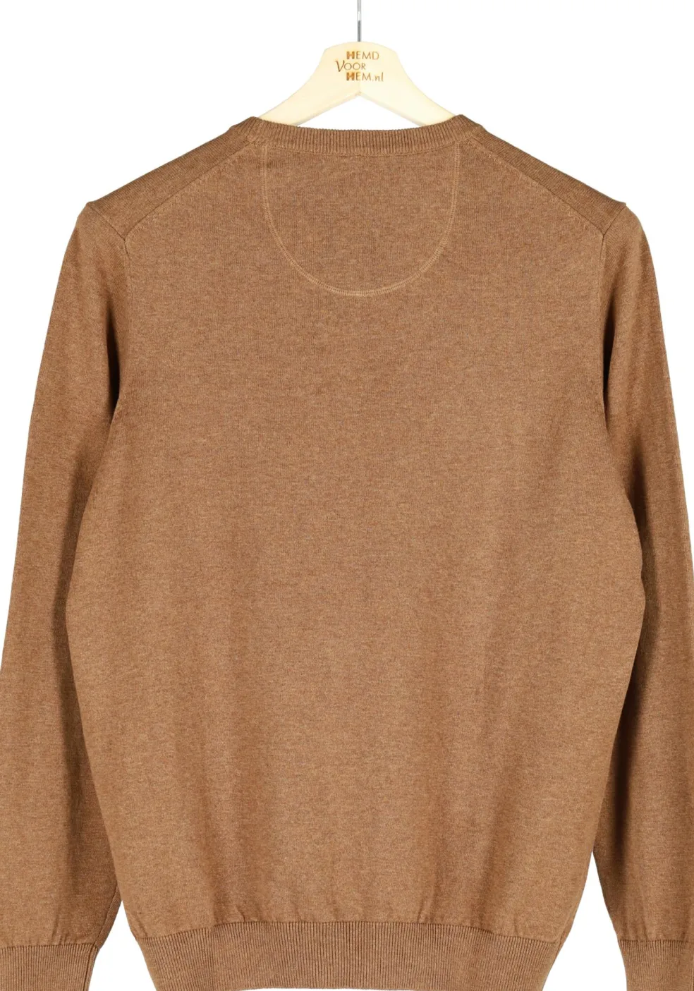 MARVELIS modern fit trui katoen, O-hals, noga bruin