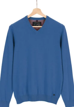 MARVELIS modern fit trui katoen, V-hals, jeansblauw