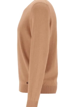 MARVELIS modern fit trui katoen, V-hals, noga bruin