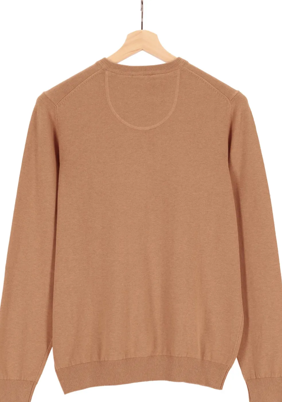 MARVELIS modern fit trui katoen, V-hals, noga bruin