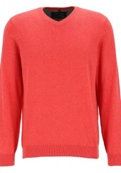 MARVELIS modern fit trui katoen, V-hals, rood