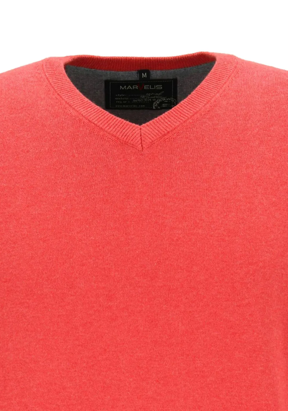 MARVELIS modern fit trui katoen, V-hals, rood