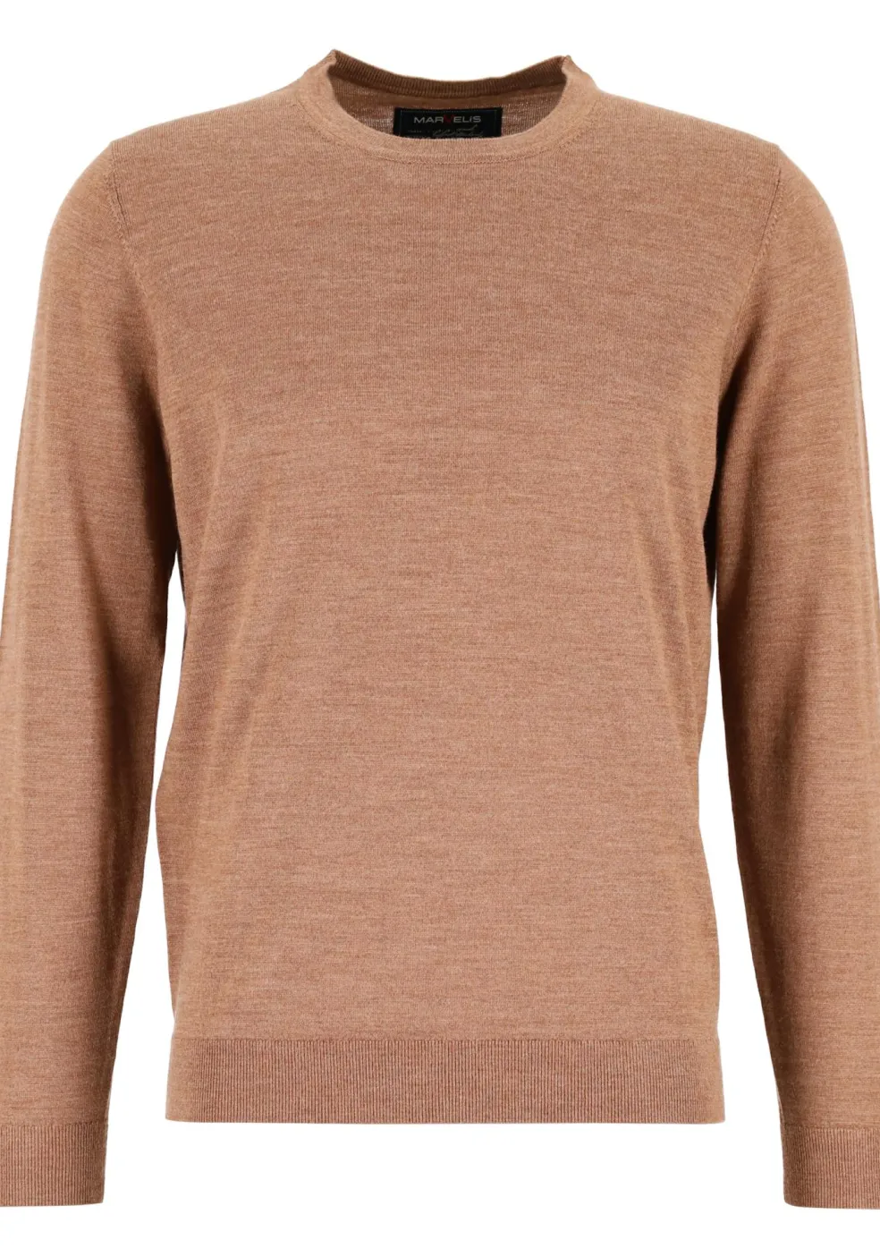 MARVELIS modern fit trui wol, O-hals, noga bruin