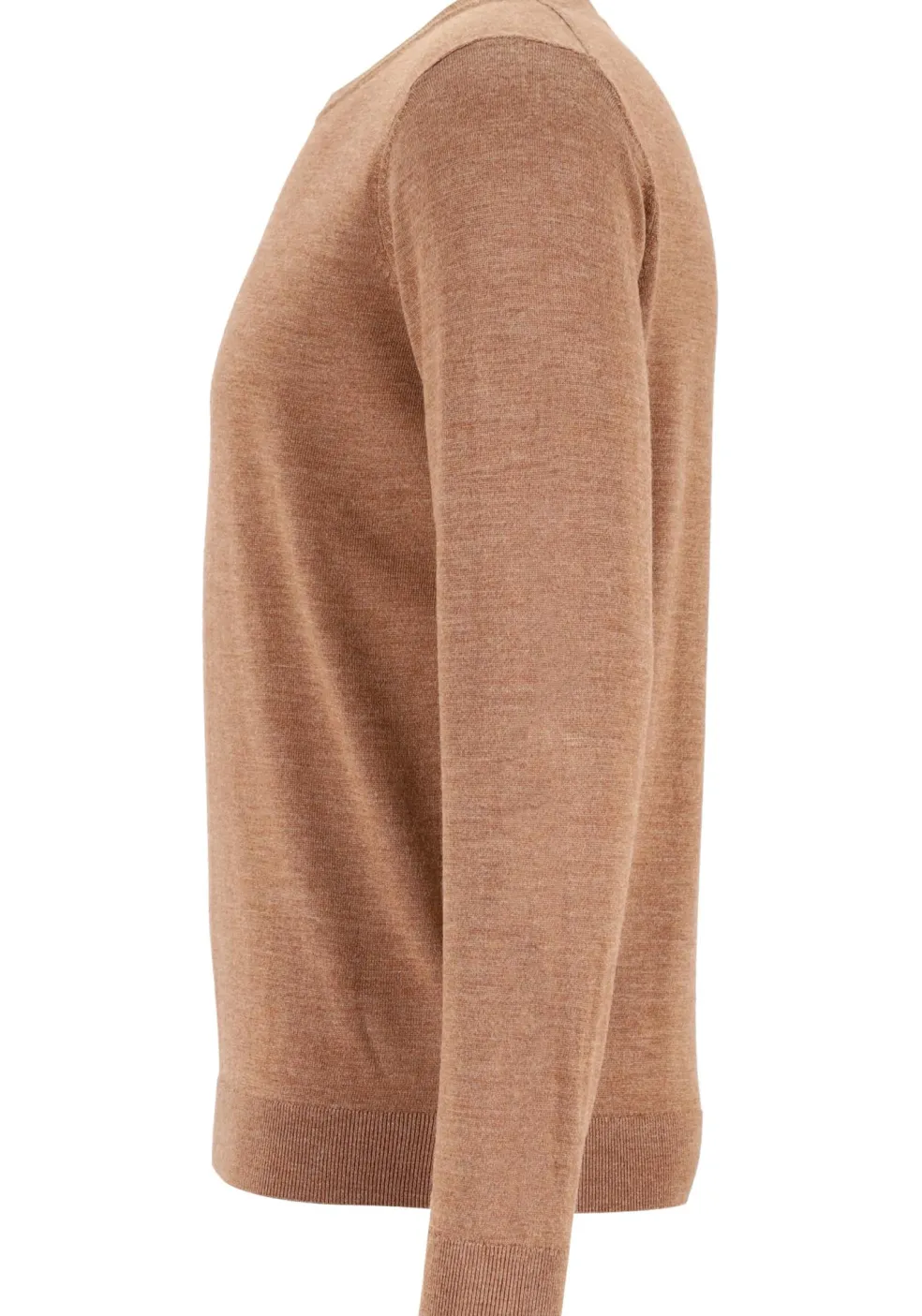 MARVELIS modern fit trui wol, O-hals, noga bruin