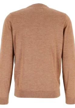 MARVELIS modern fit trui wol, O-hals, noga bruin