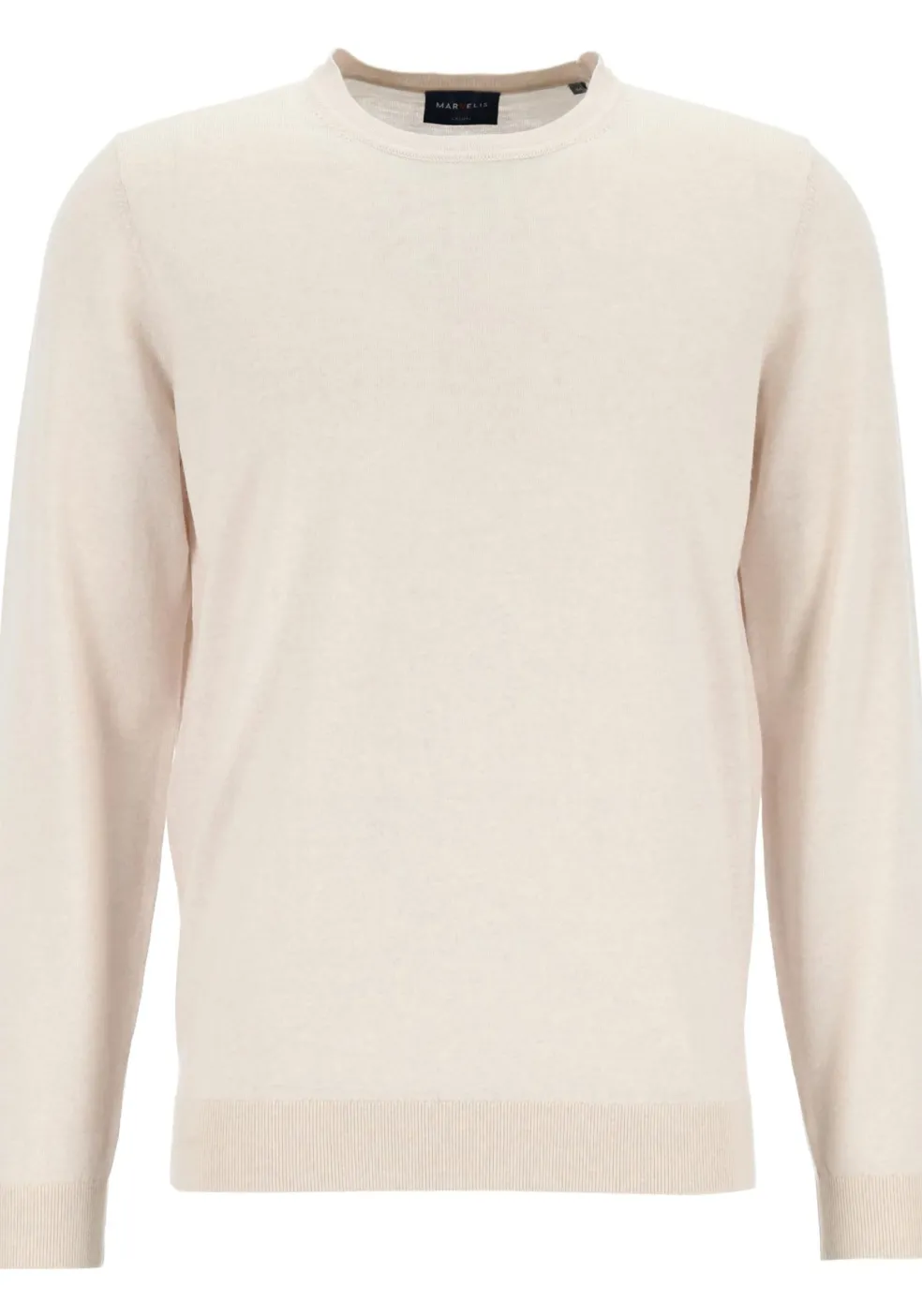 MARVELIS modern fit trui wol, O-hals, offwhite