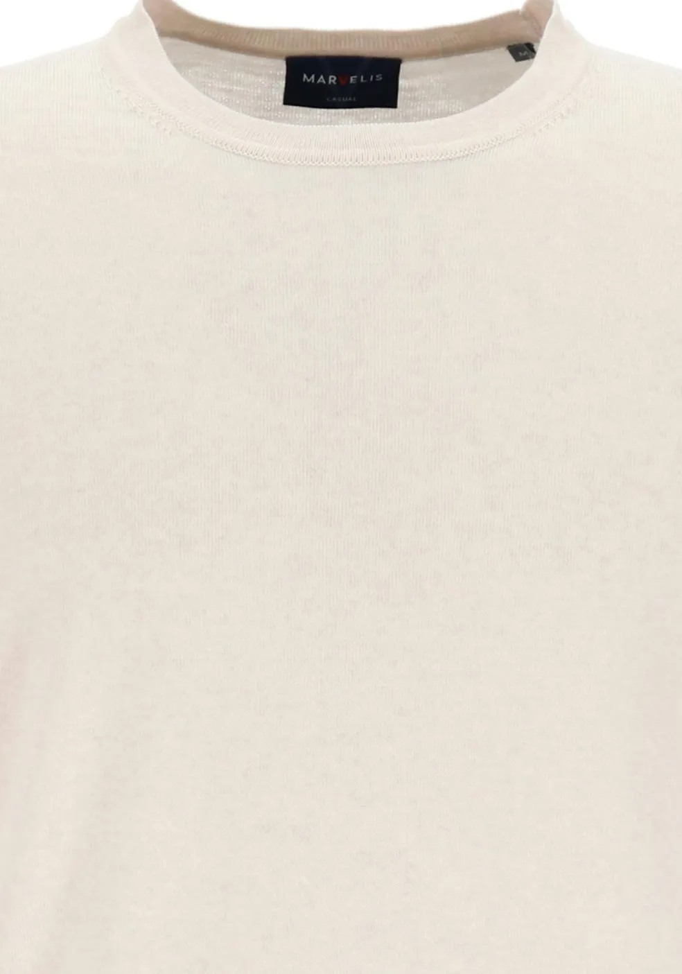 MARVELIS modern fit trui wol, O-hals, offwhite