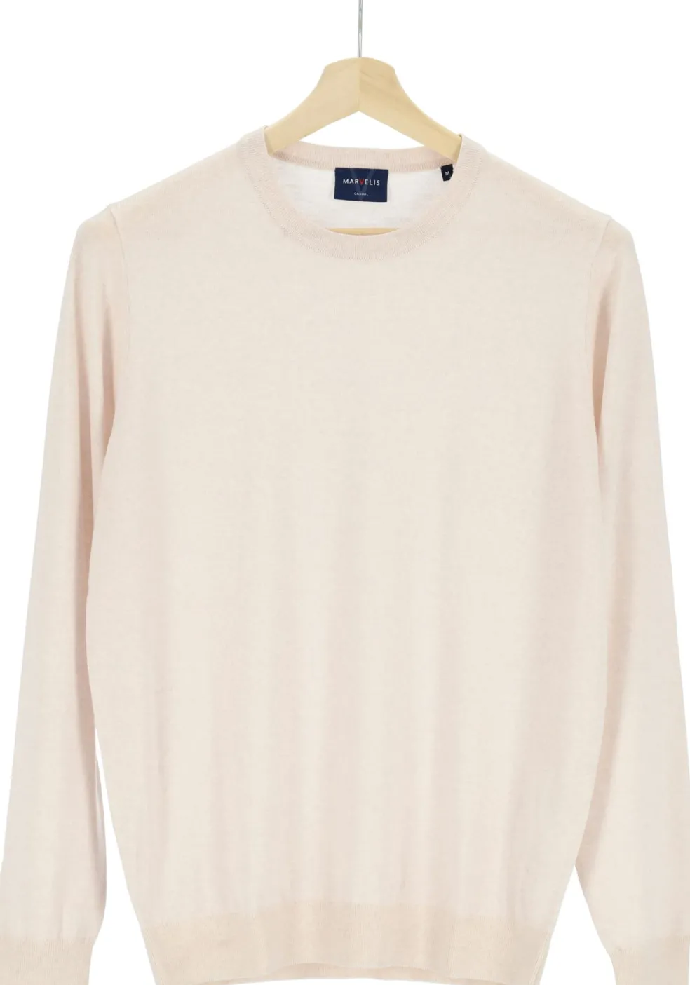 MARVELIS modern fit trui wol, O-hals, offwhite
