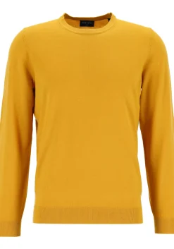MARVELIS modern fit trui wol, O-hals, okergeel