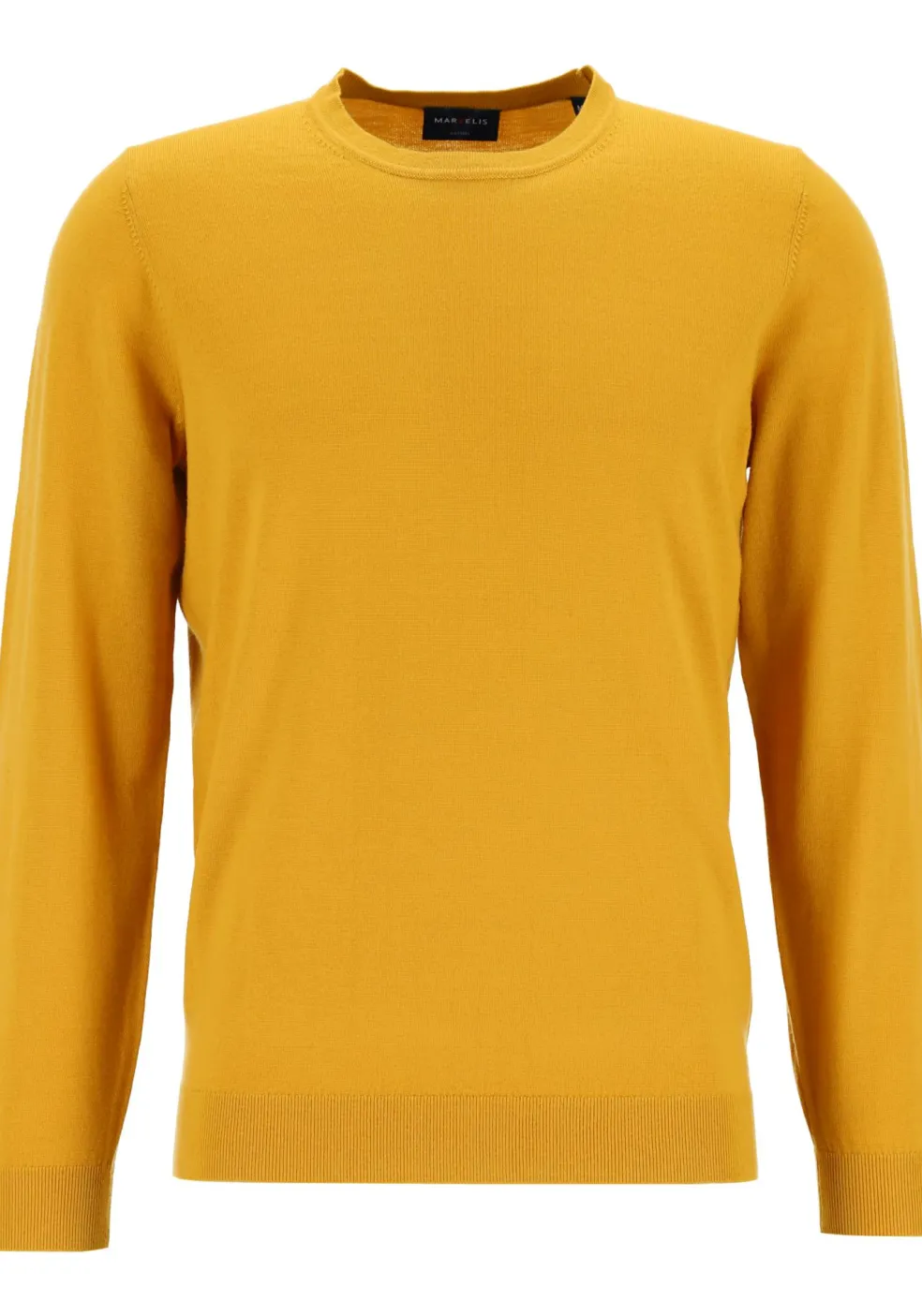 MARVELIS modern fit trui wol, O-hals, okergeel