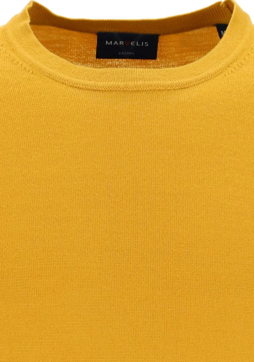 MARVELIS modern fit trui wol, O-hals, okergeel
