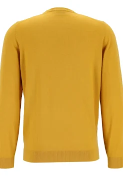 MARVELIS modern fit trui wol, O-hals, okergeel