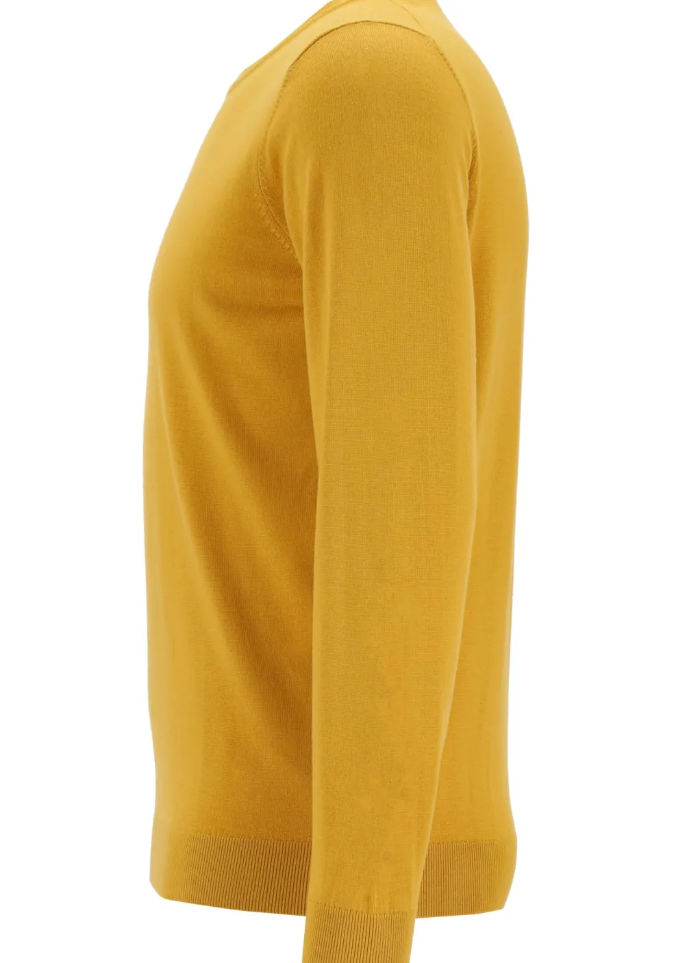 MARVELIS modern fit trui wol, O-hals, okergeel