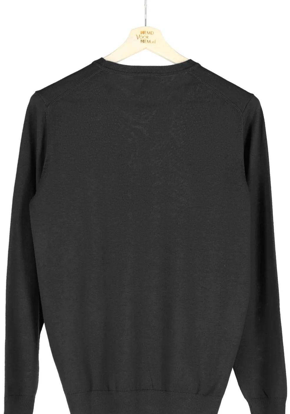 MARVELIS modern fit trui wol, O-hals, zwart