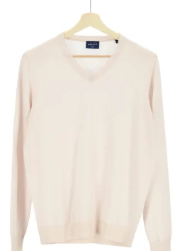 MARVELIS modern fit trui wol, V-hals, offwhite