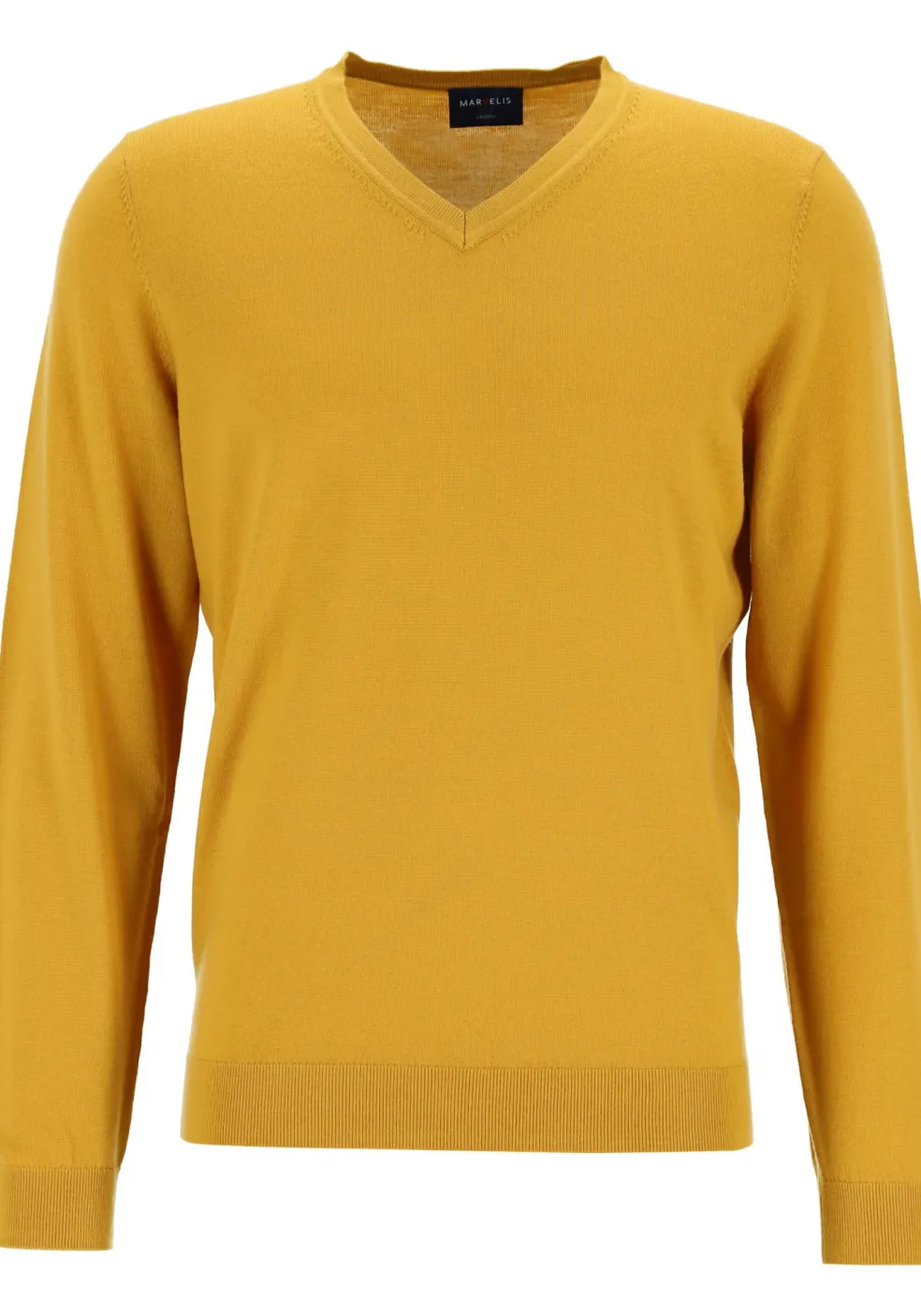 MARVELIS modern fit trui wol, V-hals, okergeel