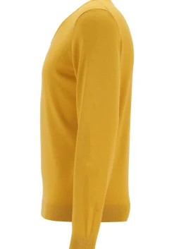 MARVELIS modern fit trui wol, V-hals, okergeel