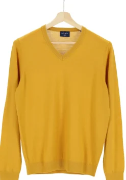 MARVELIS modern fit trui wol, V-hals, okergeel