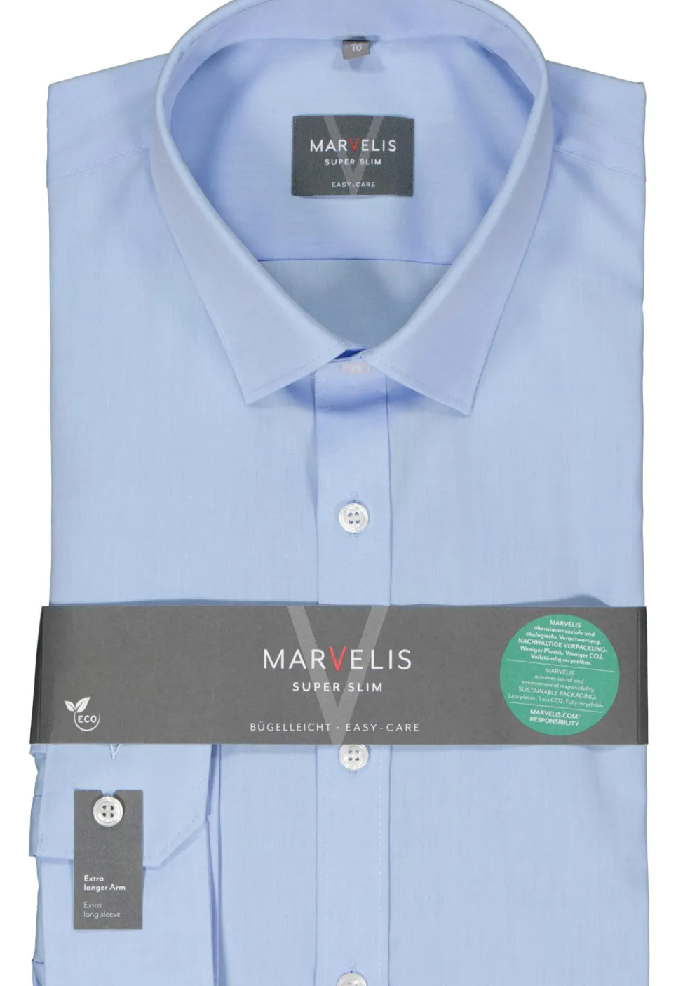 MARVELIS super slim fit overhemd, mouwlengte 7, popeline, lichtblauw