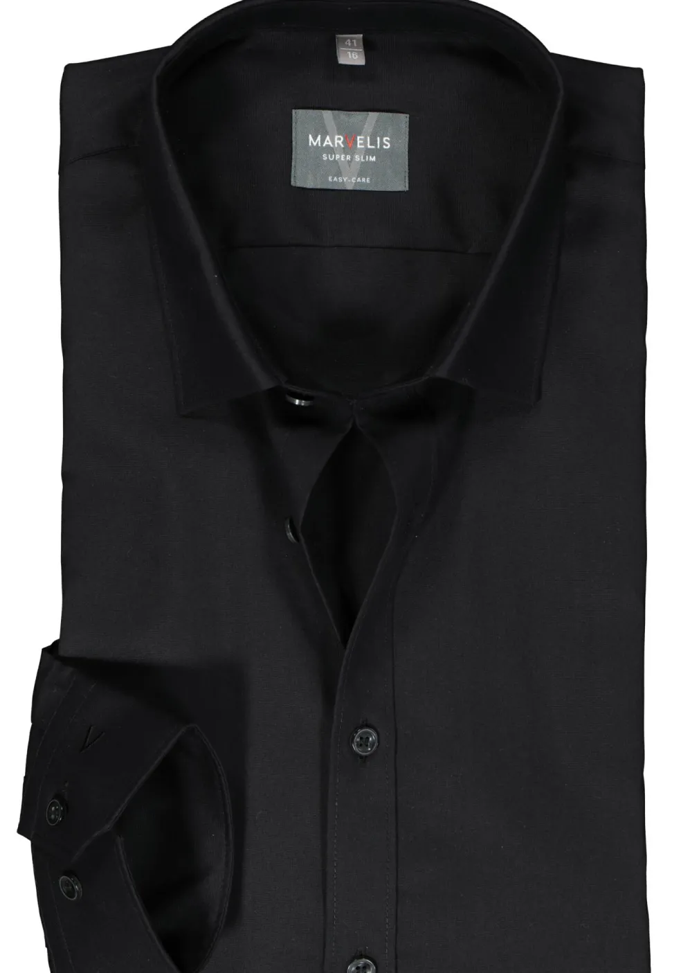 MARVELIS super slim fit overhemd, mouwlengte 7, popeline, zwart