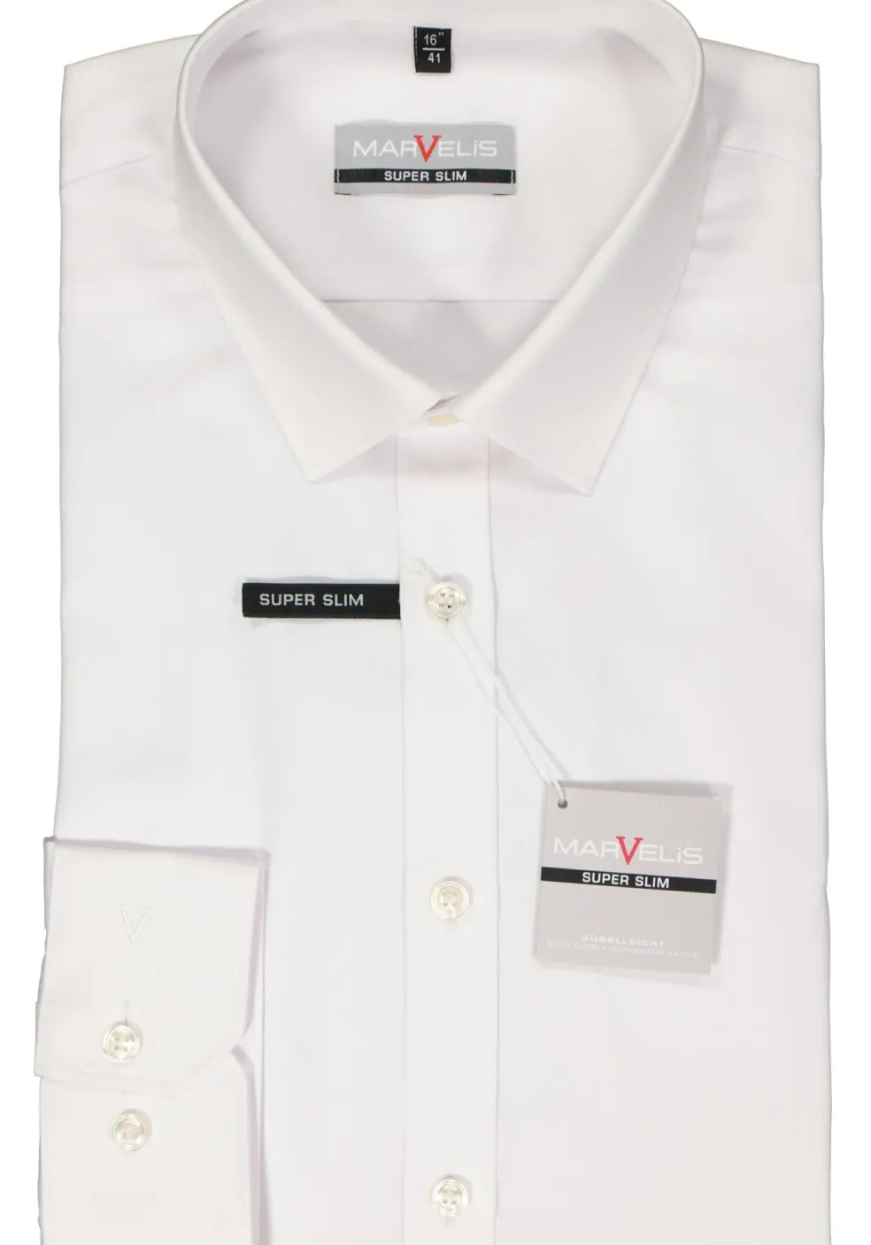 MARVELIS super slim fit overhemd, popeline, wit