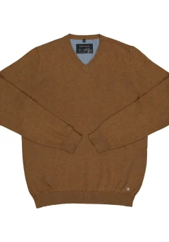 MARVELIS V-hals trui (katoen), cognac bruin melange