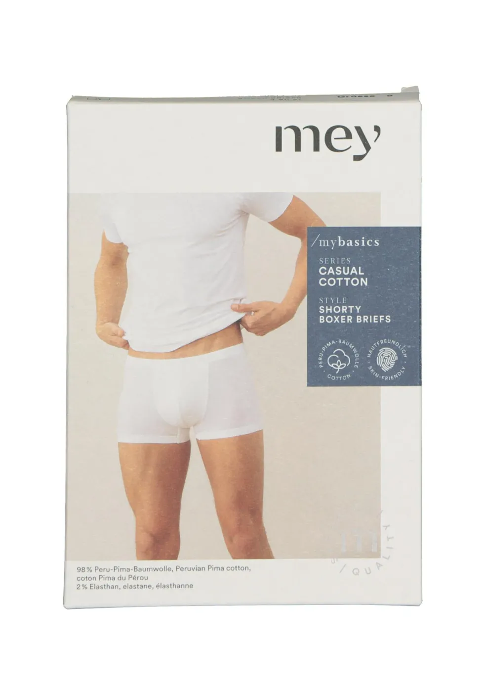 Mey Casual Cotton shorty (1-pack), heren boxer kort, wit