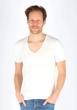 Mey Dry Cotton functional T-shirt (1-pack), heren T-shirt slim fit diepe V-hals, wit