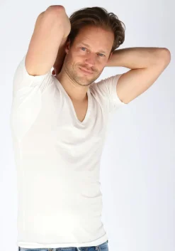 Mey Dry Cotton functional T-shirt (1-pack), heren T-shirt slim fit diepe V-hals, wit