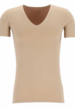 Mey Dry Cotton functional T-shirt (1-pack), heren T-shirt slim fit diepe V-hals, huidskleur