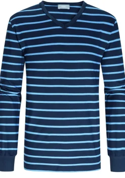 Mey heren pyjama Stratford, blauw gestreept