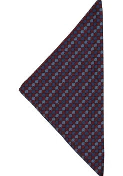 Michaelis pocket square, blauw met bordeaux dessin pochet zijde