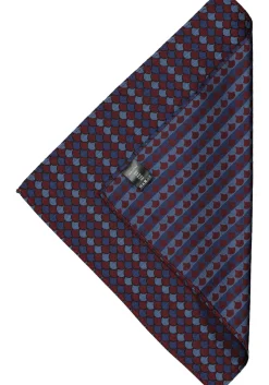 Michaelis pocket square, blauw met bordeaux dessin pochet zijde