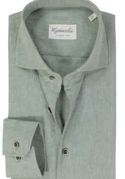 Michaelis slim fit heren overhemd, popeline, groen