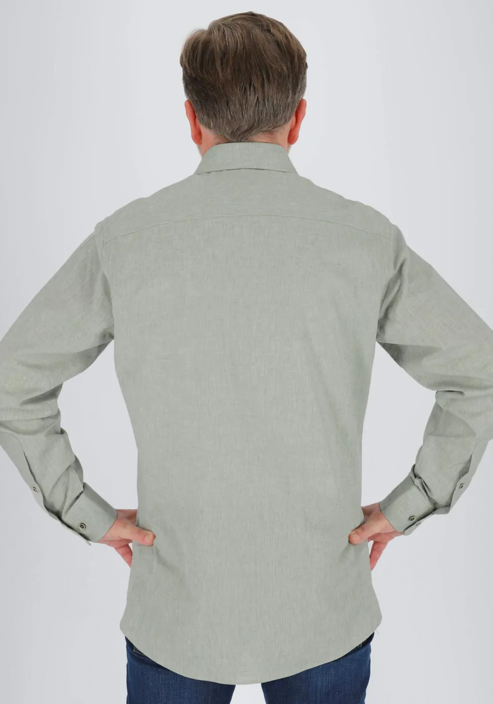 Michaelis slim fit heren overhemd, popeline, groen