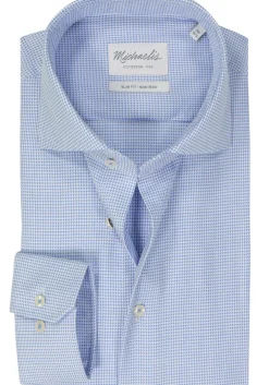Michaelis slim fit heren overhemd, dobby, blauw