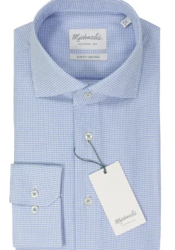 Michaelis slim fit heren overhemd, dobby, blauw