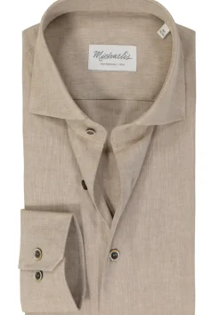 Michaelis slim fit heren overhemd, popeline, beige