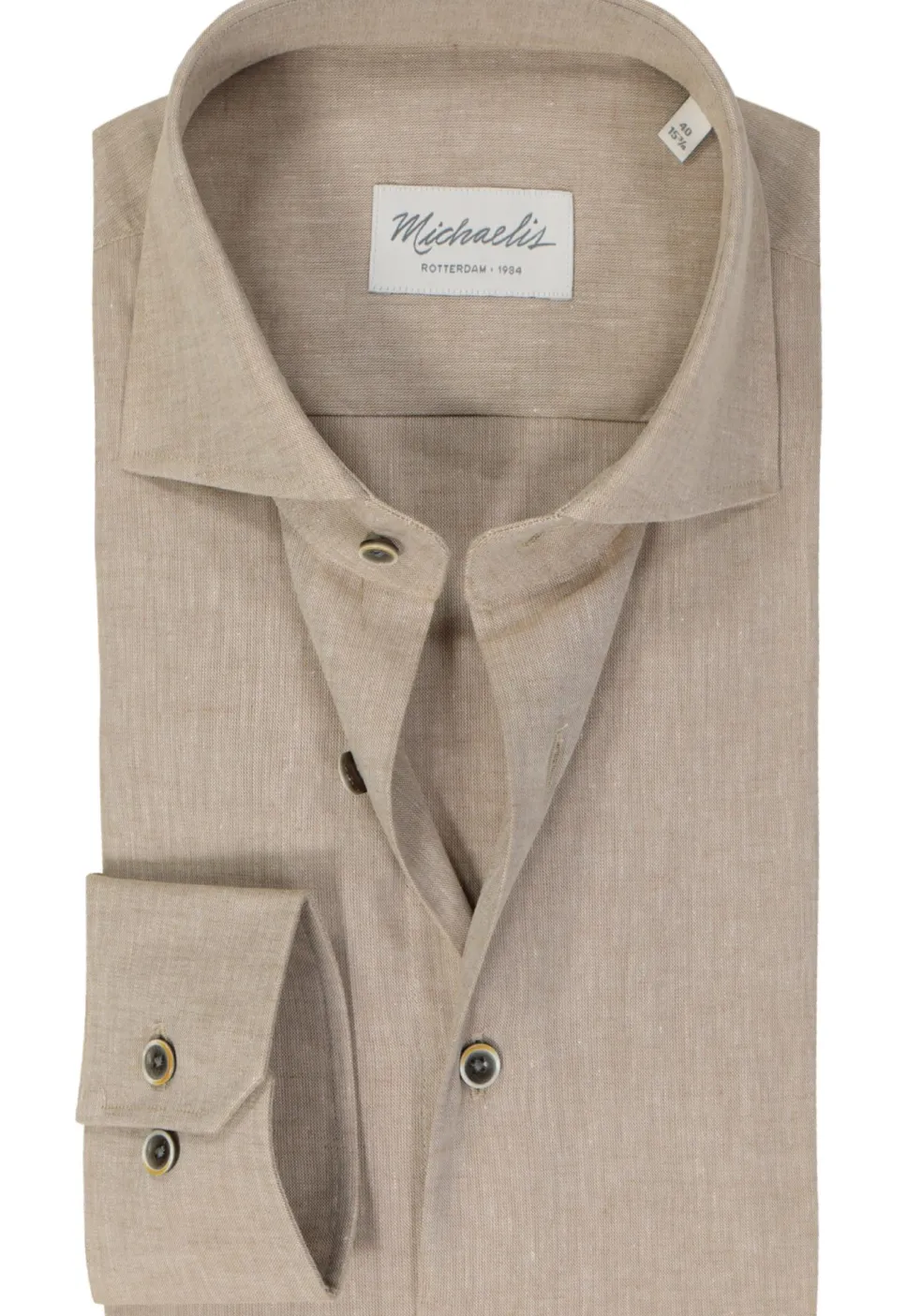 Michaelis slim fit heren overhemd, popeline, beige