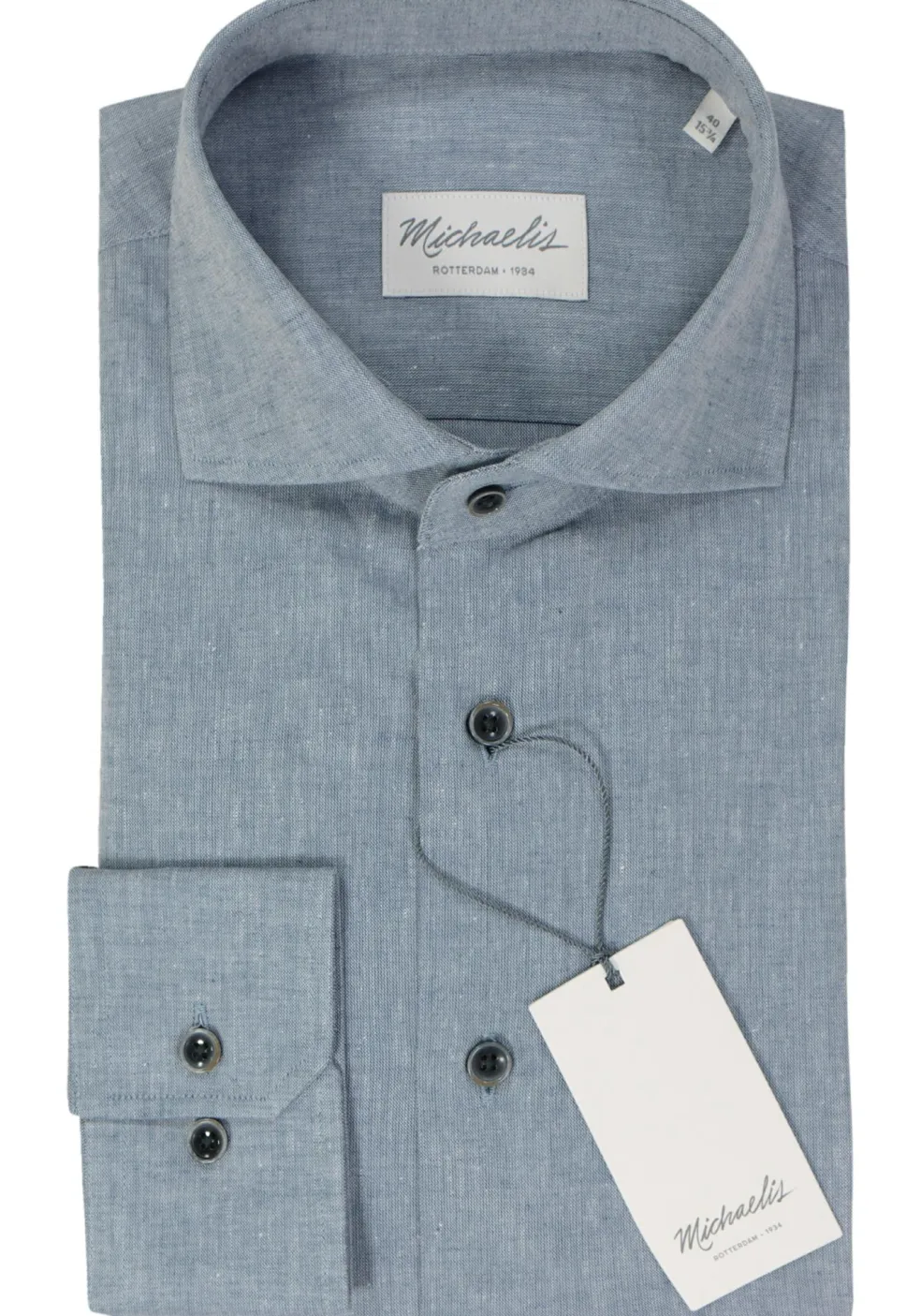Michaelis slim fit heren overhemd, popeline, blauw