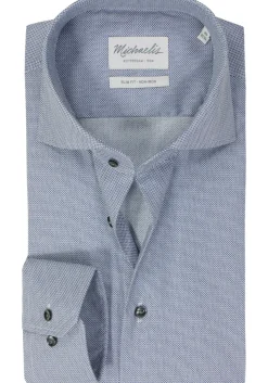Michaelis slim fit heren overhemd, popeline, donkerblauw