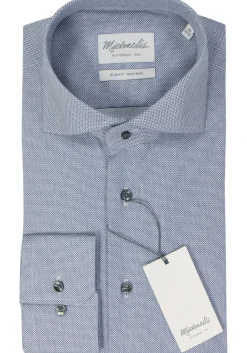 Michaelis slim fit heren overhemd, popeline, donkerblauw