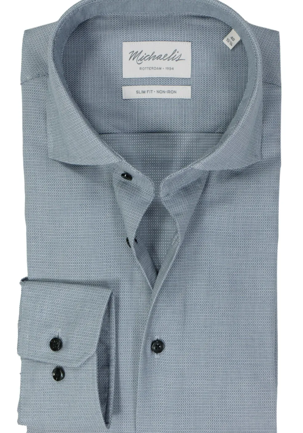 Michaelis slim fit heren overhemd, birdseye, donkerblauw