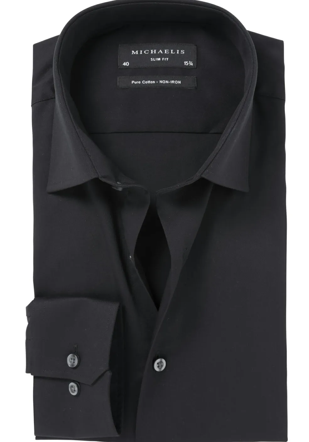 Michaelis slim fit overhemd, twill, zwart