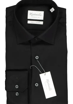 Michaelis slim fit overhemd, twill, zwart